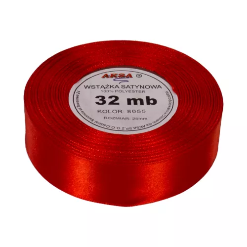 Wstążka satynowa 25mm/32m czerwona