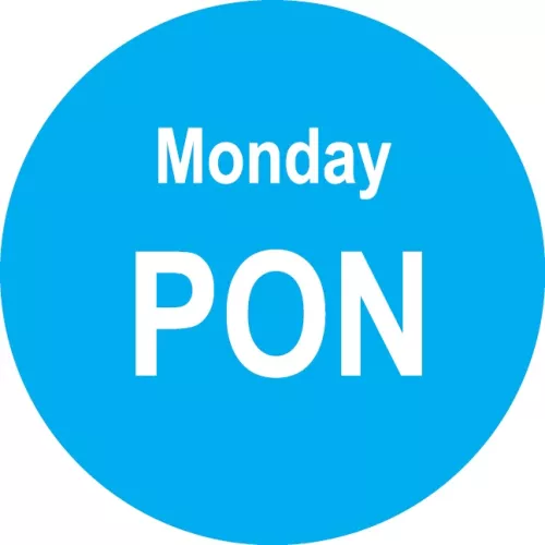 Etykiety samoprzylepne śr.20 mm PONIEDZIAŁEK - MONDAY, niebieskie, jednorazowe