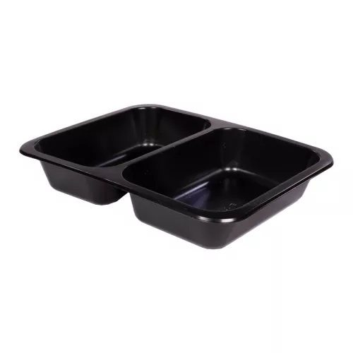 Pojemnik obiadowy 2-dzielny czarny 227x178x40 mm LITE do zgrzewu