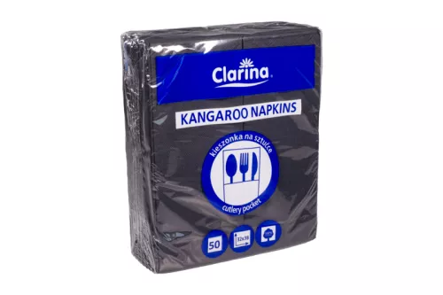 Kieszonka na sztućce - serwetki kangurki, czarne, 2w