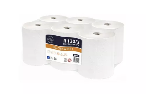 Ręcznik biały ELLIS Professional Supermatic, celuloza 2W, 120m/20,2cm