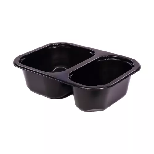 Tacka 2-dzielna 450 ml 160x112x45 mm MINI PP czarna do zgrzewu