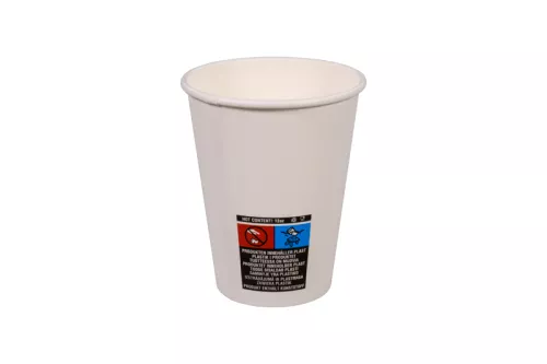 Kubek papierowy 1-warstwowy biały 300ml/12oz śr.90 mm (z logo żółw)