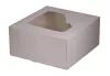 Kartonik na torty 28x28x13 cm z wieczkiem klapowym z okienkiem, biały