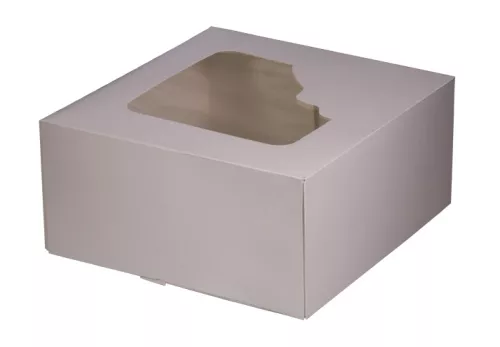 Kartonik na torty 28x28x13 cm z wieczkiem klapowym z okienkiem, biały