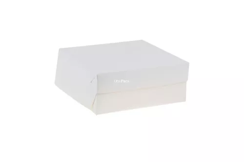 Opakowanie do tortów 22x22x9 cm z klapą, składane z tektury litej