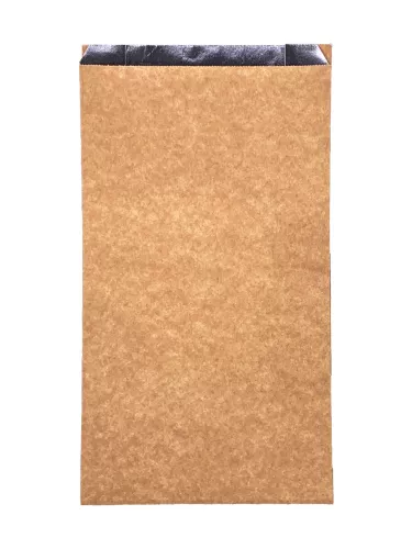 Torba papierowa 33x18x6,5 cm fałdowa brązowa / kraft powlekana aluminium