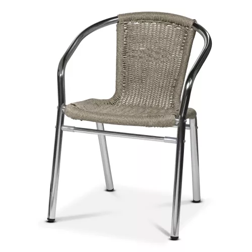 Fotel ogrodowy ALU-BISTRO khaki, aluminiowa rama, rattan syntetyczny