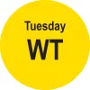 Etykiety samoprzylepne śr.20 mm WTOREK - TUESDAY, żółte, jednorazowe