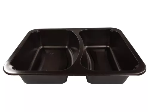 Pojemnik obiadowy 2-dzielny czarny PP 227x178x45 mm