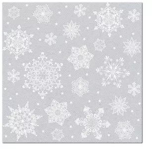 Serwetki świąteczne Airlaid 40x40 cm SILVER SNOWFLAKES