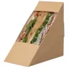 Trójkątne pudełko na kanapki 123x72x123mm brązowe, z okienkiem, take away