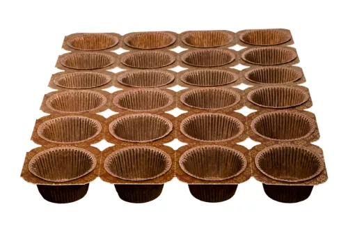 Papilotka muffin okrągła brązowa 50/70 wys.35 mm na podzielnym stelażu po 24szt