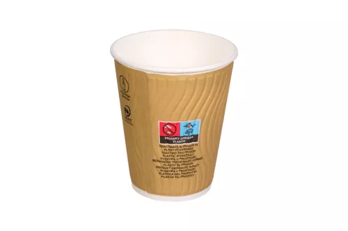 Kubek papierowy fala natural 2-warstwowy 300 ml śr.90 mm (z logo żółw)
