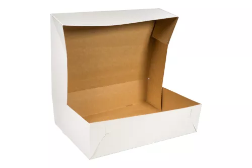 Kartonik na torty z wieczkiem klapowym 31x22x8 cm biało-brązowy