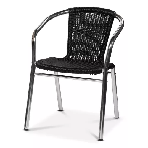 Fotel ogrodowy ALU-BISTRO czarny, aluminiowa rama, rattan syntetyczny