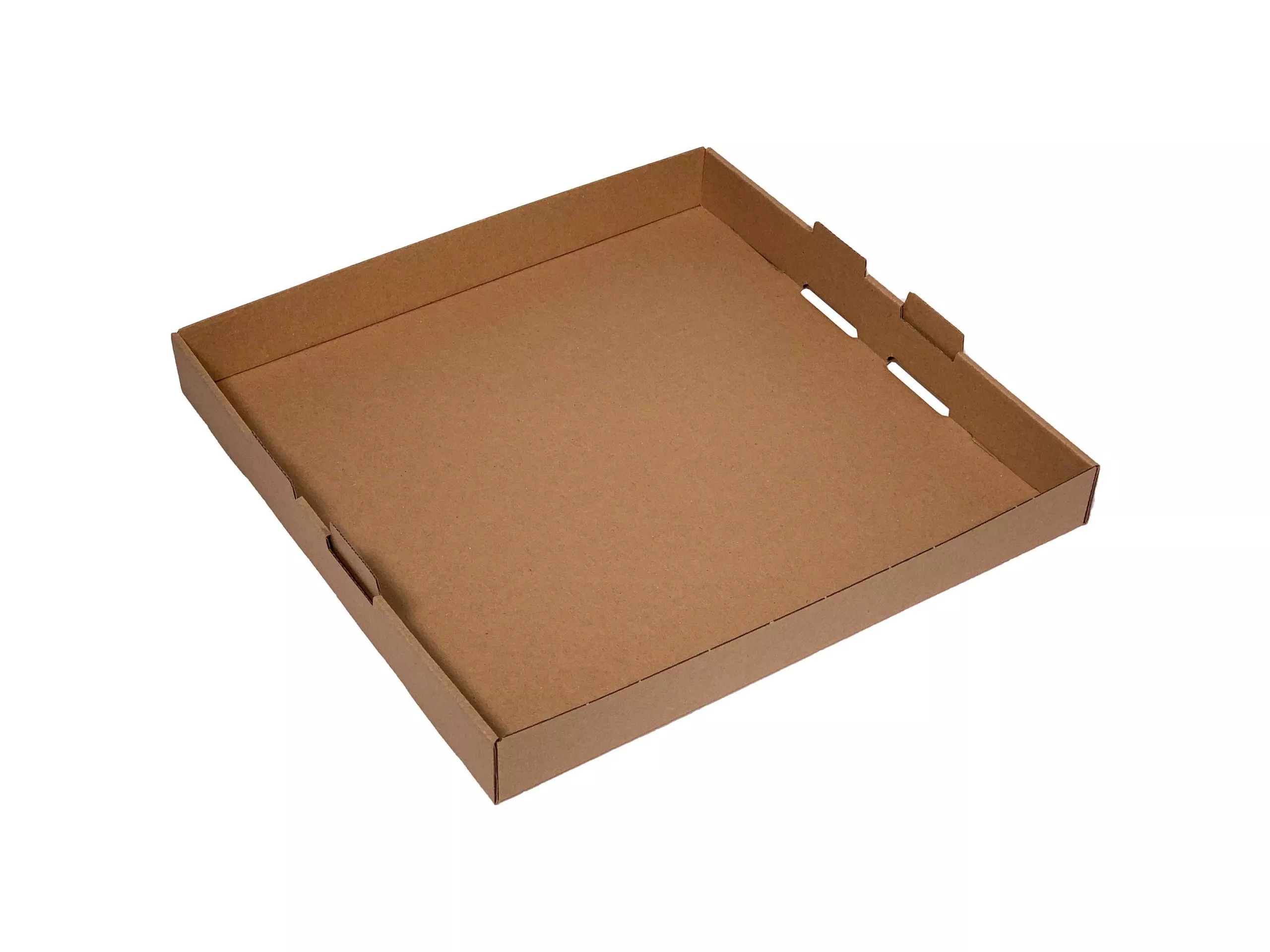 Pudełko kartonowe do pizzy 32x32x3,5 cm brązowe otwarte piętrowane