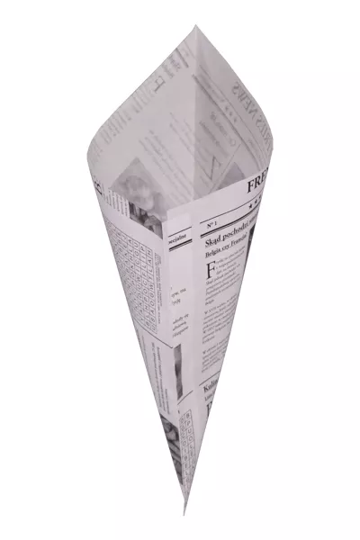 Torebka papierowa 250 g na frytki lub popcorn, 220x220 mm, nadruk GAZETA