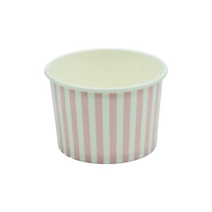 Pojemnik papierowy na lody i desery 140ml candy – różowy, paski
