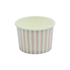 Pojemnik papierowy na lody i desery 140ml candy – różowy, paski