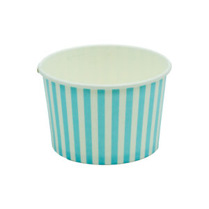 Pojemnik papierowy na lody i desery 200ml candy – niebieski, paski