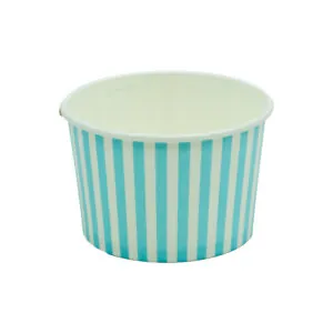 Pojemnik papierowy na lody i desery 200ml candy – niebieski, paski