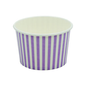 Pojemnik papierowy na lody i desery 250ml candy – lila, paski