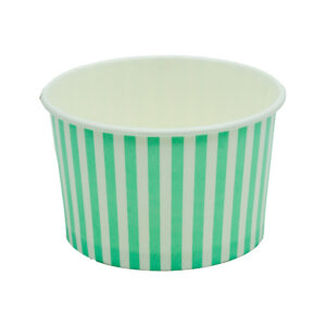 Pojemnik papierowy na lody i desery 310ml candy – zielony, paski