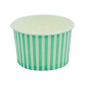 Pojemnik papierowy na lody i desery 310ml candy – zielony, paski