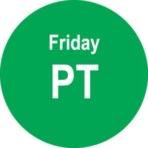 Etykiety samoprzylepne śr.20 mm PIĄTEK - FRIDAY, zielone, jednorazowe