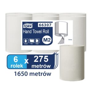 Ręcznik papierowy Tork celuloza+makulatora 6x275m, centralnie dozowany, biały, M2