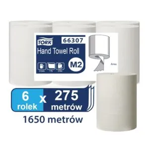 Ręcznik papierowy Tork celuloza+makulatora 6x275m, centralnie dozowany, biały, M2