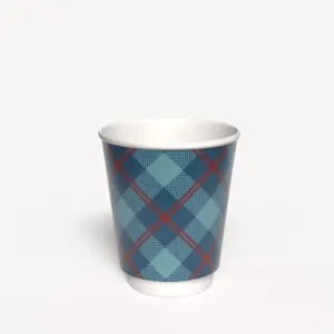 Kubek papierowy 2-warstwowy CIEMNA KRATKA 250 ml śr. 80 mm, niebieski (z logo żółw)
