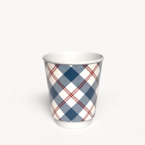 Kubek papierowy 2-warstwowy JASNA KRATKA 250 ml śr. 80 mm, niebieski (z logo żółw)