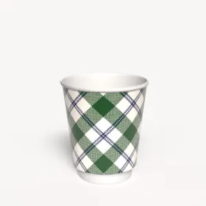 Kubek papierowy 2-warstwowy JASNA KRATKA 250 ml śr. 80 mm, zielony (z logo żółw)