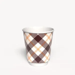 Kubek papierowy 2-warstwowy JASNA KRATKA 250 ml śr. 80 mm, brązowy (z logo żółw)