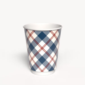 Kubek papierowy 2-warstwowy JASNA KRATKA 300 ml śr. 90 mm, niebieski (z logo żółw)
