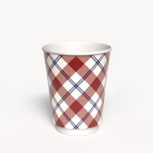 Kubek papierowy 2-warstwowy JASNA KRATKA 300 ml śr. 90 mm, czerwony (z logo żółw)
