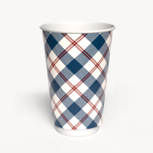 Kubek papierowy 2-warstwowy JASNA KRATKA 400 ml śr. 90 mm, niebieski (z logo żółw)