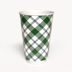 Kubek papierowy 2-warstwowy JASNA KRATKA 400 ml śr. 90 mm, zielony (z logo żółw)
