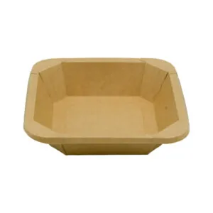 Papierowy pojemnik sałatkowy Stretto™ 700 ml kwadratowy kraft 176x176x45 mm