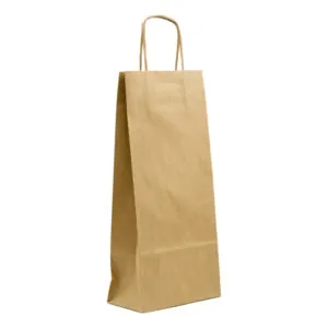 Torba papierowa klockowa brązowa na wino 160x80x340 mm