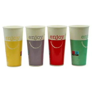 Kubek papierowy enjoy 500 ml śr. 90 mm, 1-warstwowy (z logo żółw)