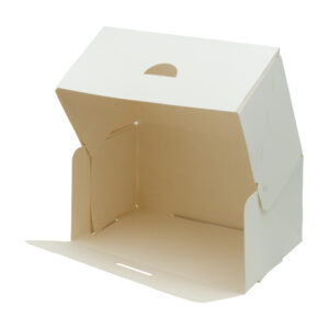 Kartonik na ciasto 16,5x11x8 cm z klapą, składany z tektury litej