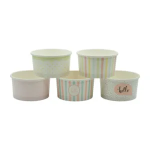 Pojemnik papierowy na lody i desery 160ml - wzór pastelowy mix