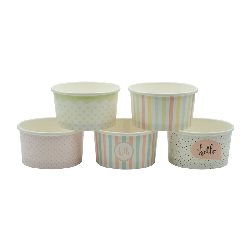 Pojemnik papierowy na lody i desery 160ml - wzór pastelowy mix