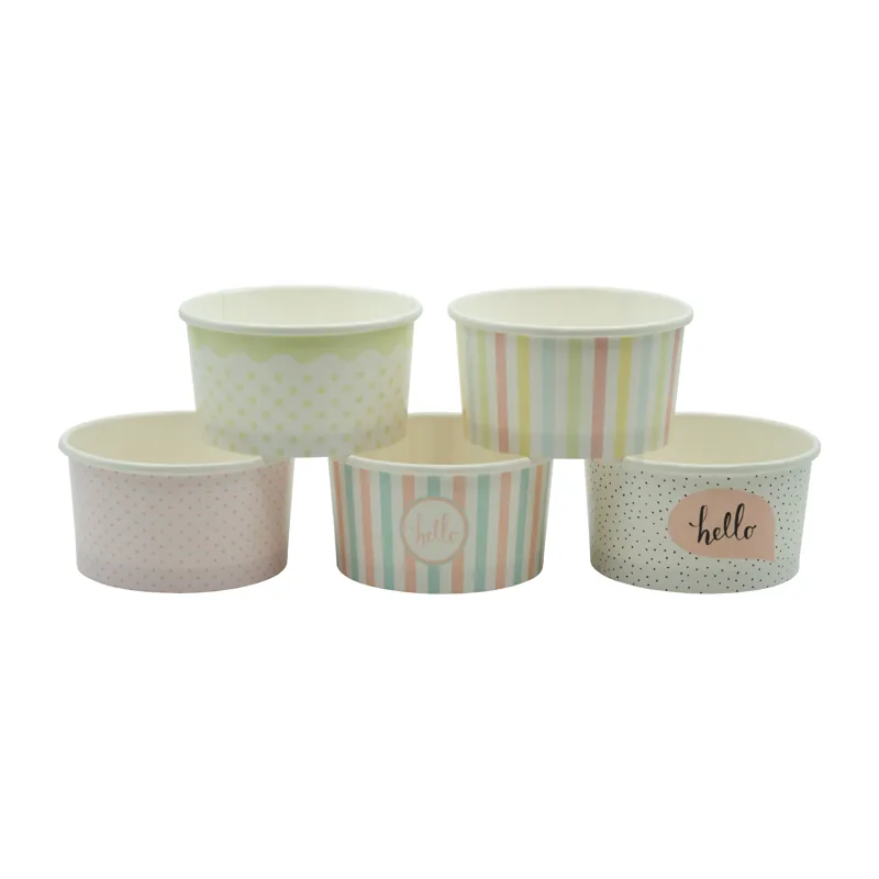 Pojemnik papierowy na lody i desery 160ml - wzór pastelowy mix